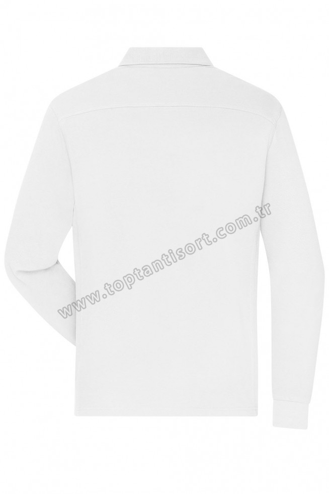 Polo Yaka Uzun Kollu Sweatshirt Beyaz
