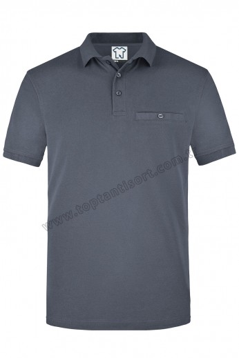 Polo Yaka Cepli Füme Tişört
