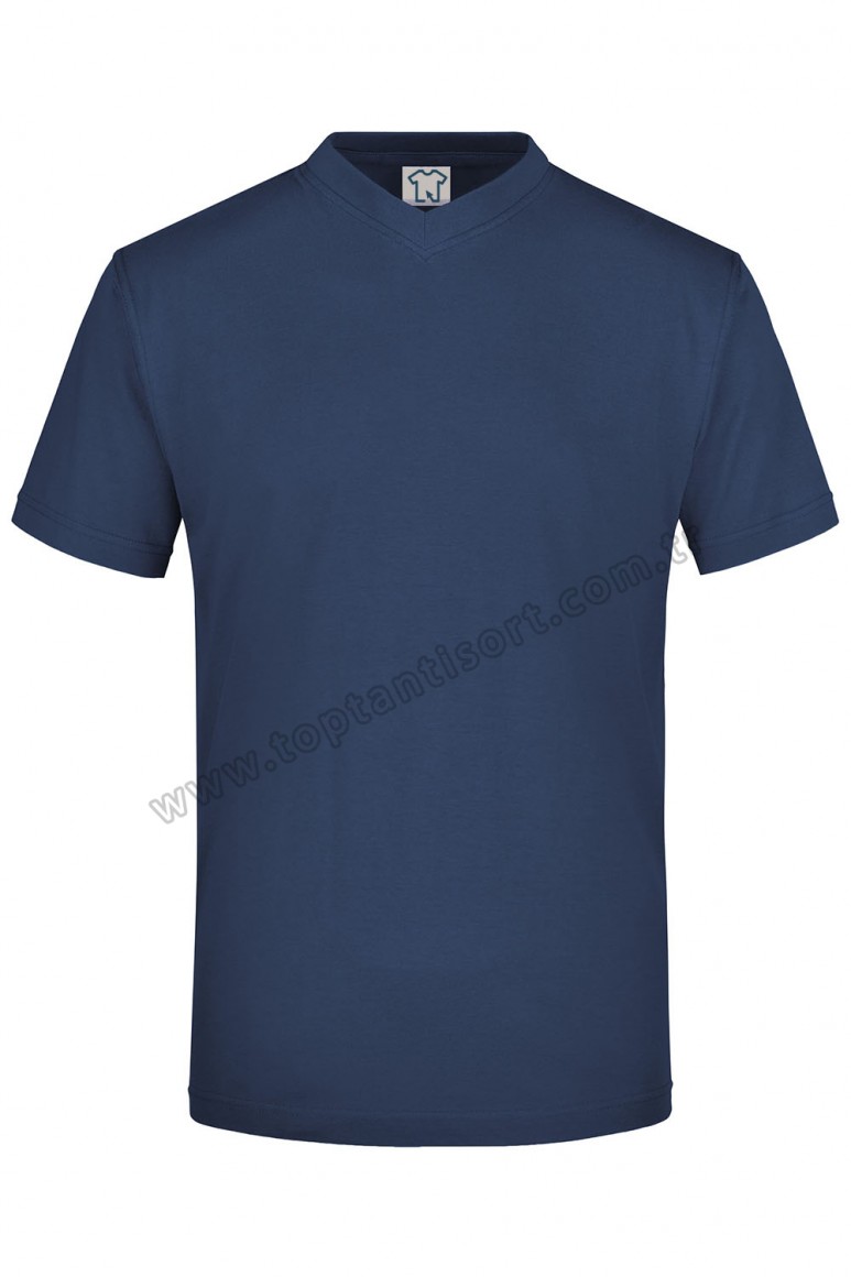 V Yaka Basic T-Shirt Lacivert