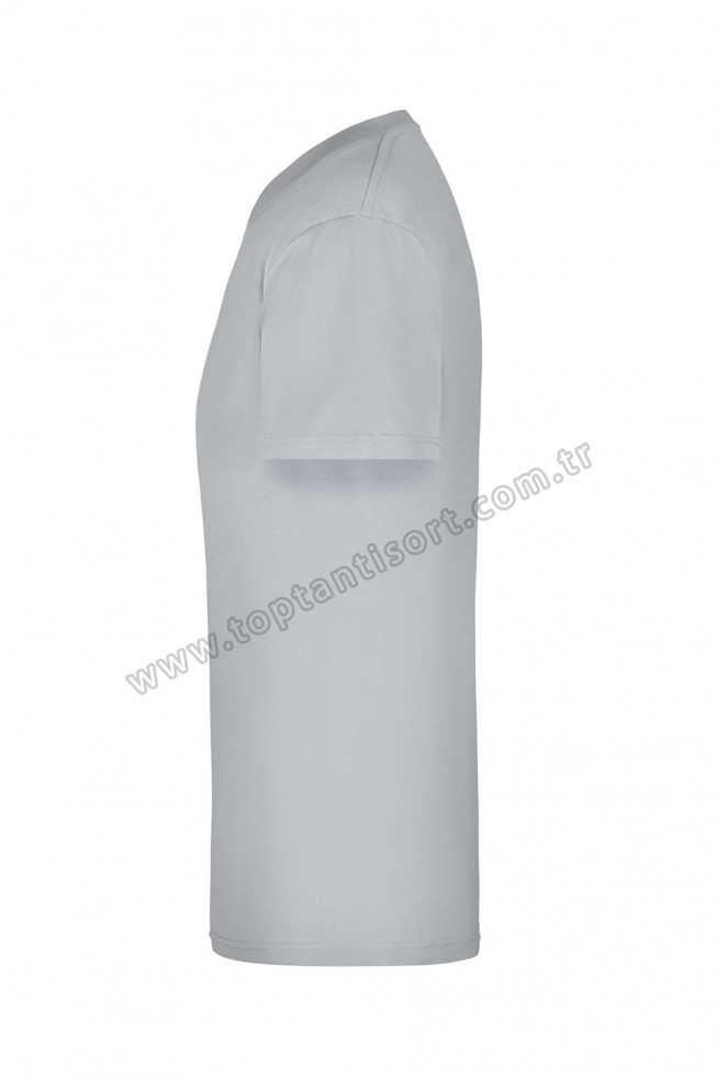 V Yaka Basic T-Shirt Gri
