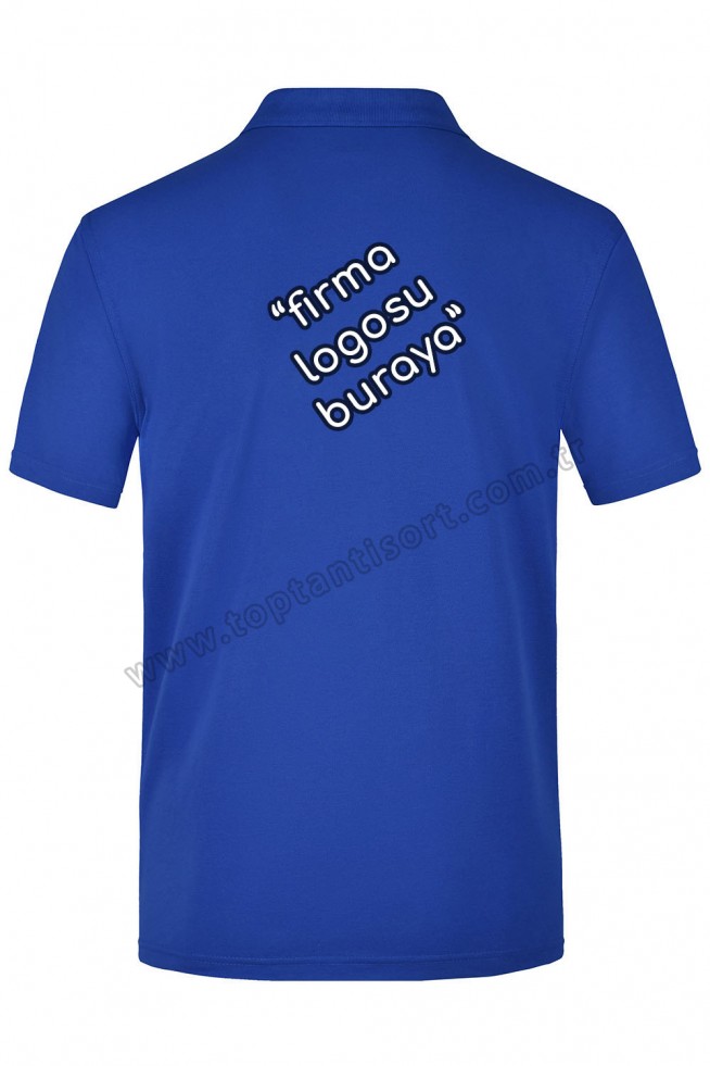 Baskılı Polo Yaka Mavi T-Shirt