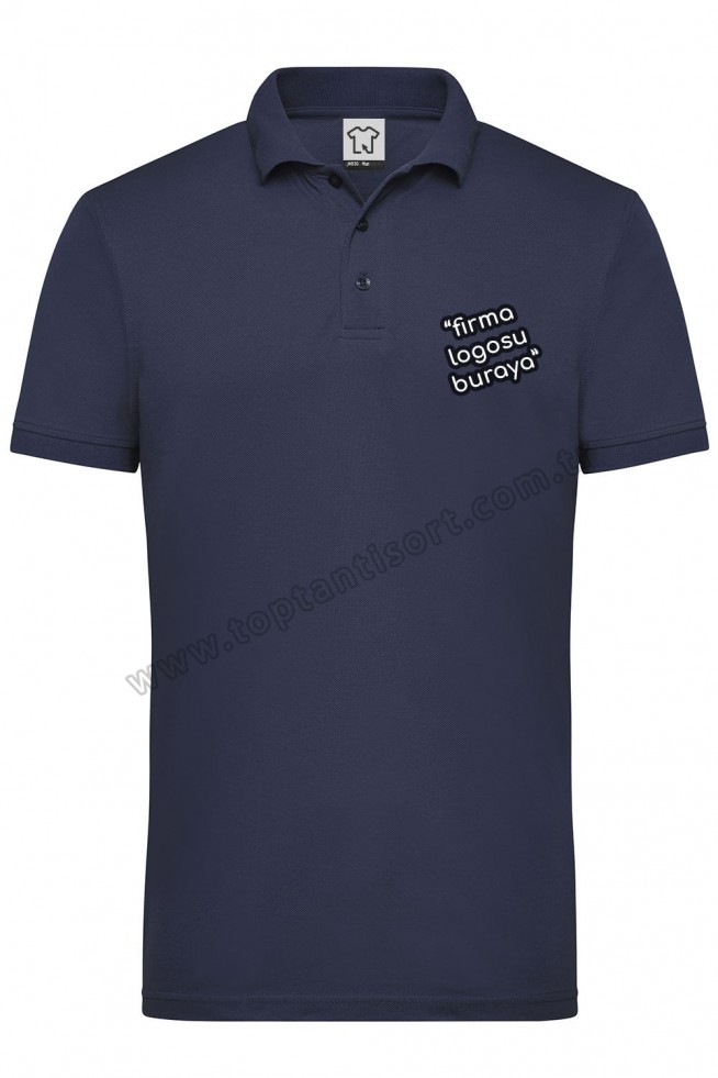 Baskılı Polo Yaka Lacivert İş T-Shirt